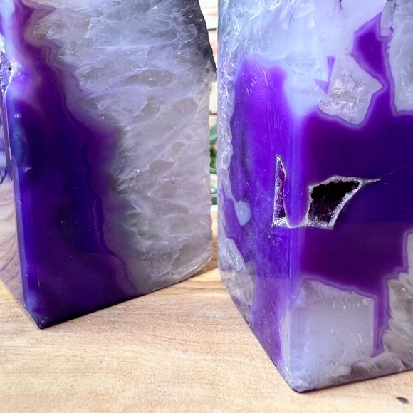 Purple Agate Crystal Bookend Pair - Geode Bookend - Boho Home Decor - Picture 12 of 12